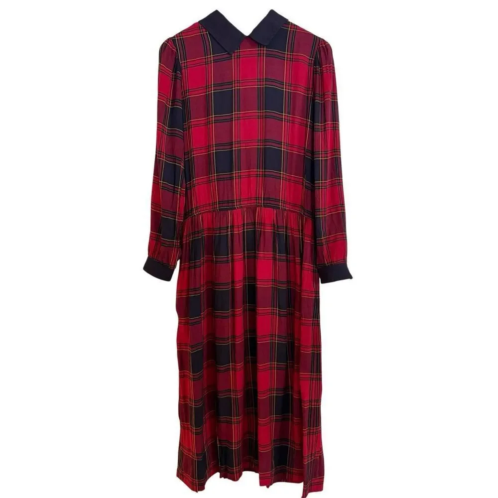 Lanz Vintage plaid Peter pan collar a-line dress size 14
